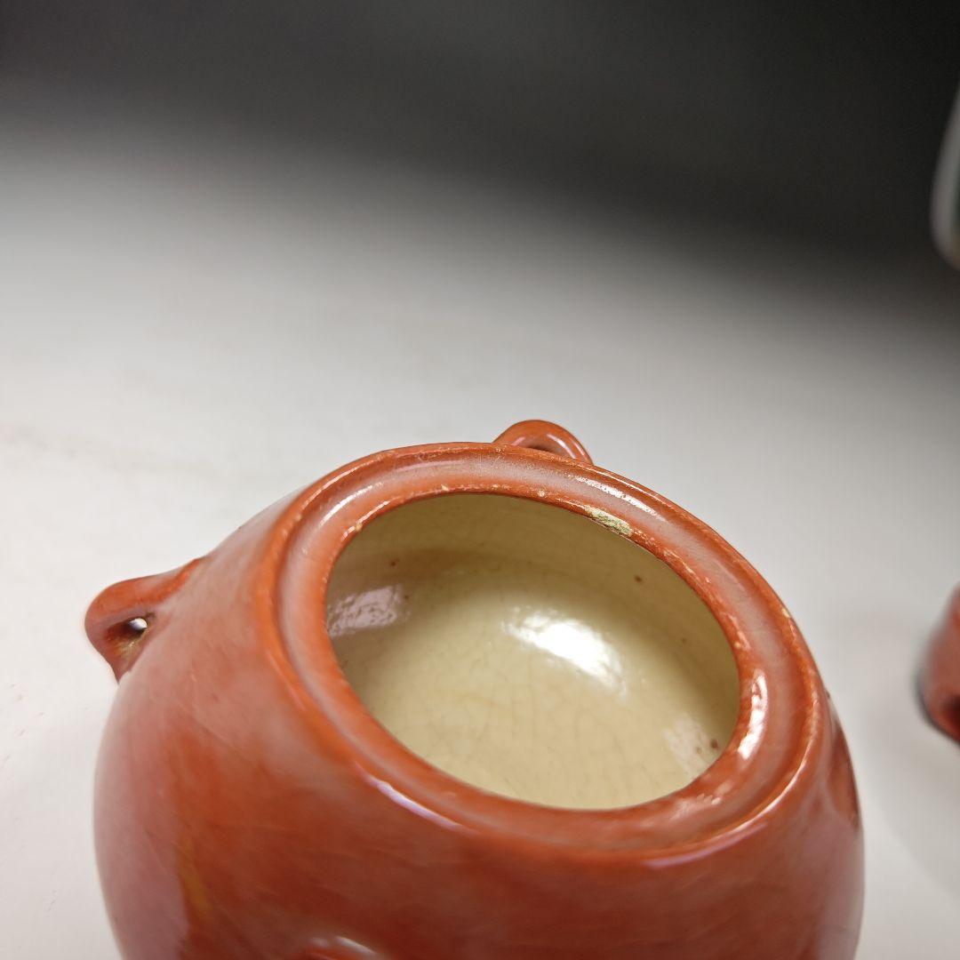 茶道具川崎和楽造赤楽大渡茶入共箱V9461