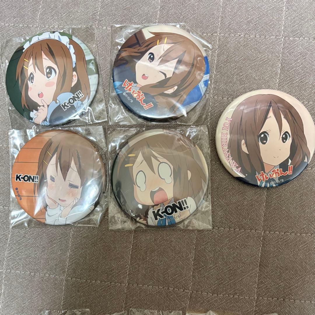 プレミア品けいおん！TBS限定 平沢唯 缶バッジ5種＋木札5種コンプリートセット