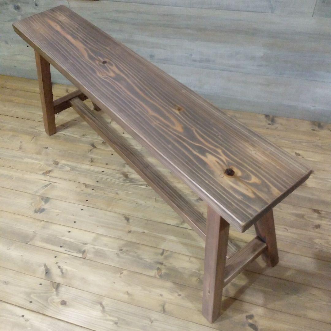 ※キズ有り　ハンドメイド木製ベンチ　幅100㎝　座面高45㎝　アンティークグレー