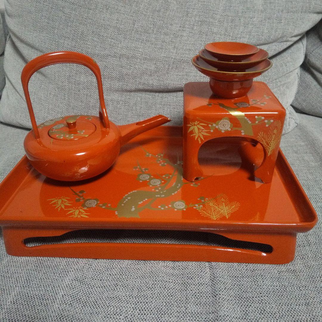 F1395 蒔絵 図変 脚付膳 五客 足付膳 絵変 蒔絵盆 金蒔絵 懐石道具