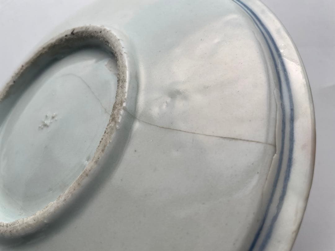 骨董　アンティーク　初期伊万里　花唐草山水文　七寸皿　丸皿　中皿　古伊万里　染付