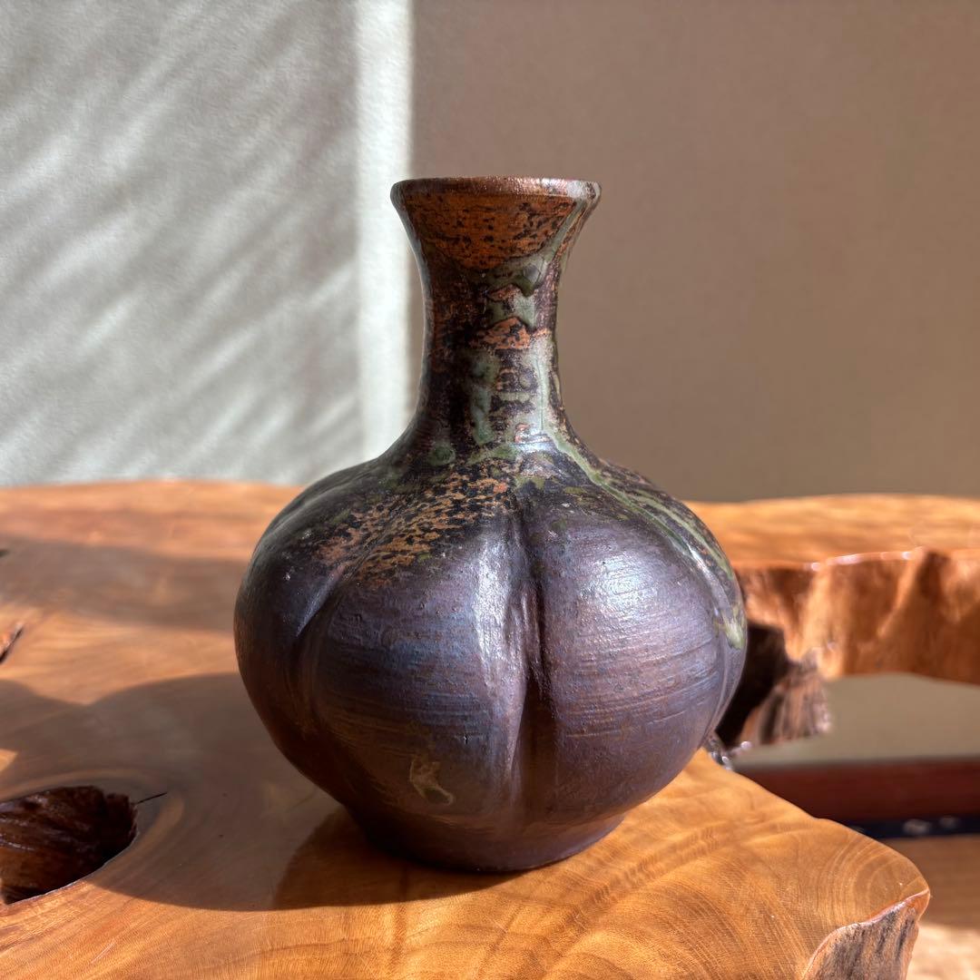 釜変 「瓜形瓶」市野茂良 丹波焼 丹窓窯 花瓶 共箱