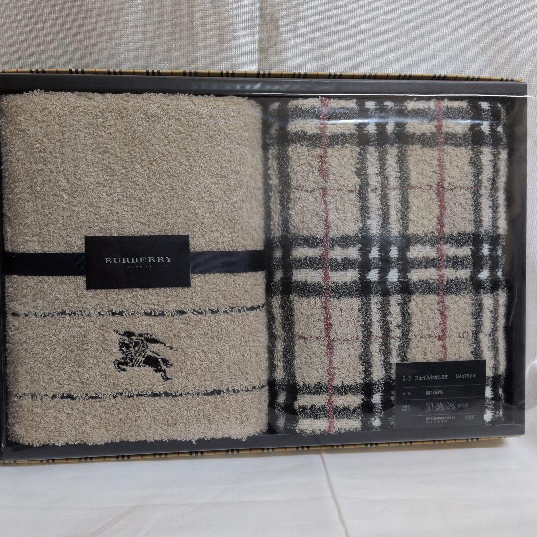 ✿BURBERRYバーバリーノバチェック フェイスタオル2枚セット未使用保管