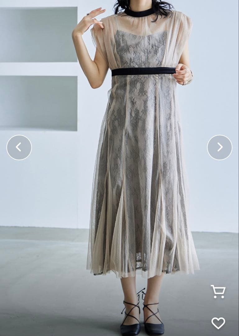 niana ニアナ　チュールレイヤードレースキャミワンピドレス　オケージョン　M