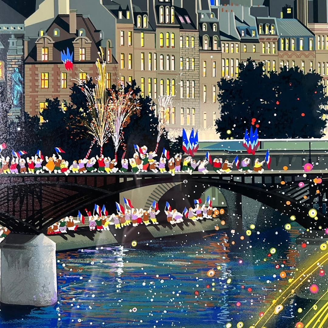 美品 ヒロ・ヤマガタ「パリ祭」大判シルクスクリーン 直筆サイン入り