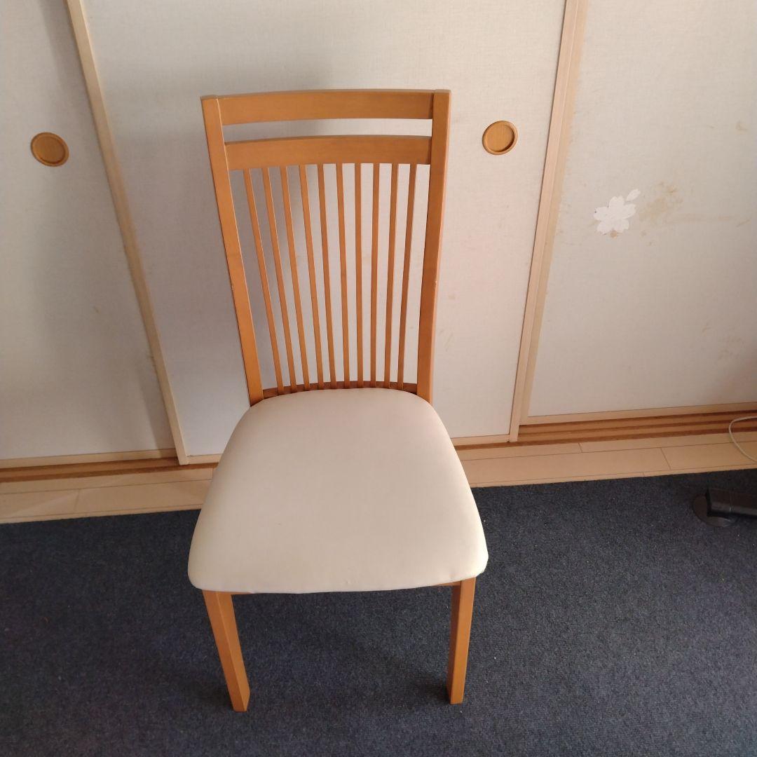 大川家具　木製テーブルと椅子4脚セット