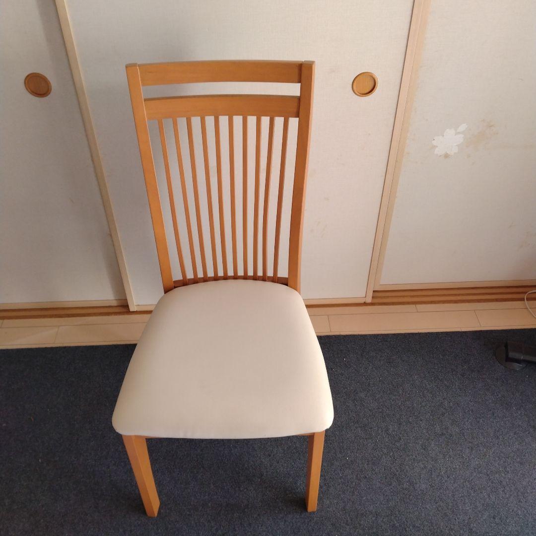 大川家具　木製テーブルと椅子4脚セット