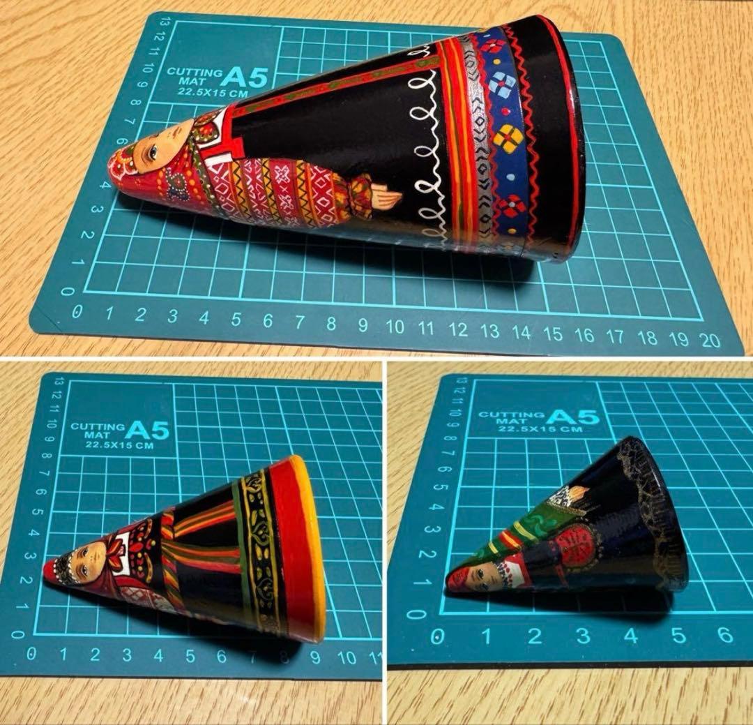 ロシア アーティスト ダロブエア作品 三角マトリョーシカ 3体 長期保存