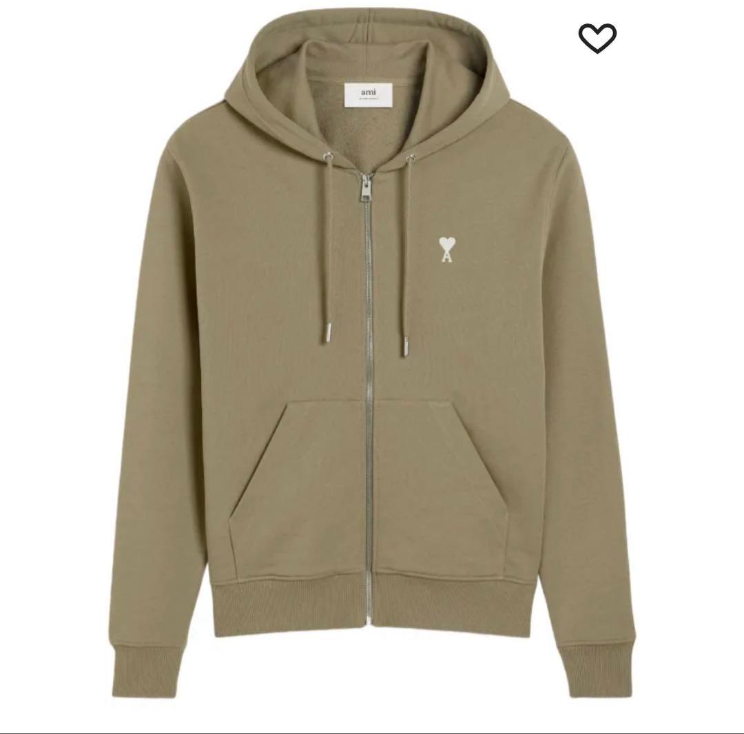 AMI PARIS オリーブグリーンAMIDE COEUR ジップパーカー