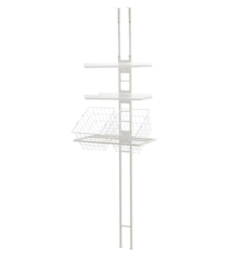 【新品未使用】ディノス 新1本脚 モダン ランドリーラック 棚2段 ホワイト