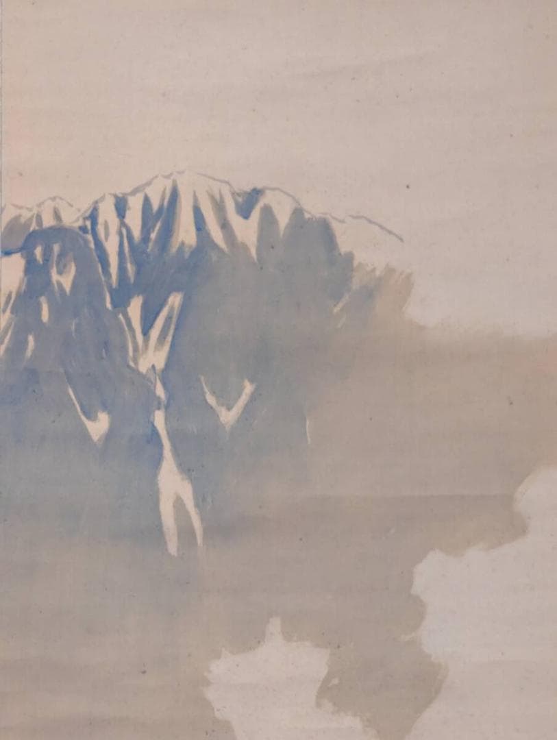 【真作】掛軸　戸室臨泉　山居幽趣図　幽玄なる岩陰の風景美　渋墨濃淡　T161