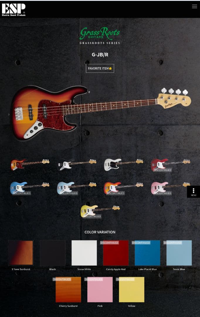 定価66,000円 ESP系列 Grassroots G-JB/R サンバースト GrassRoots G-ST/R