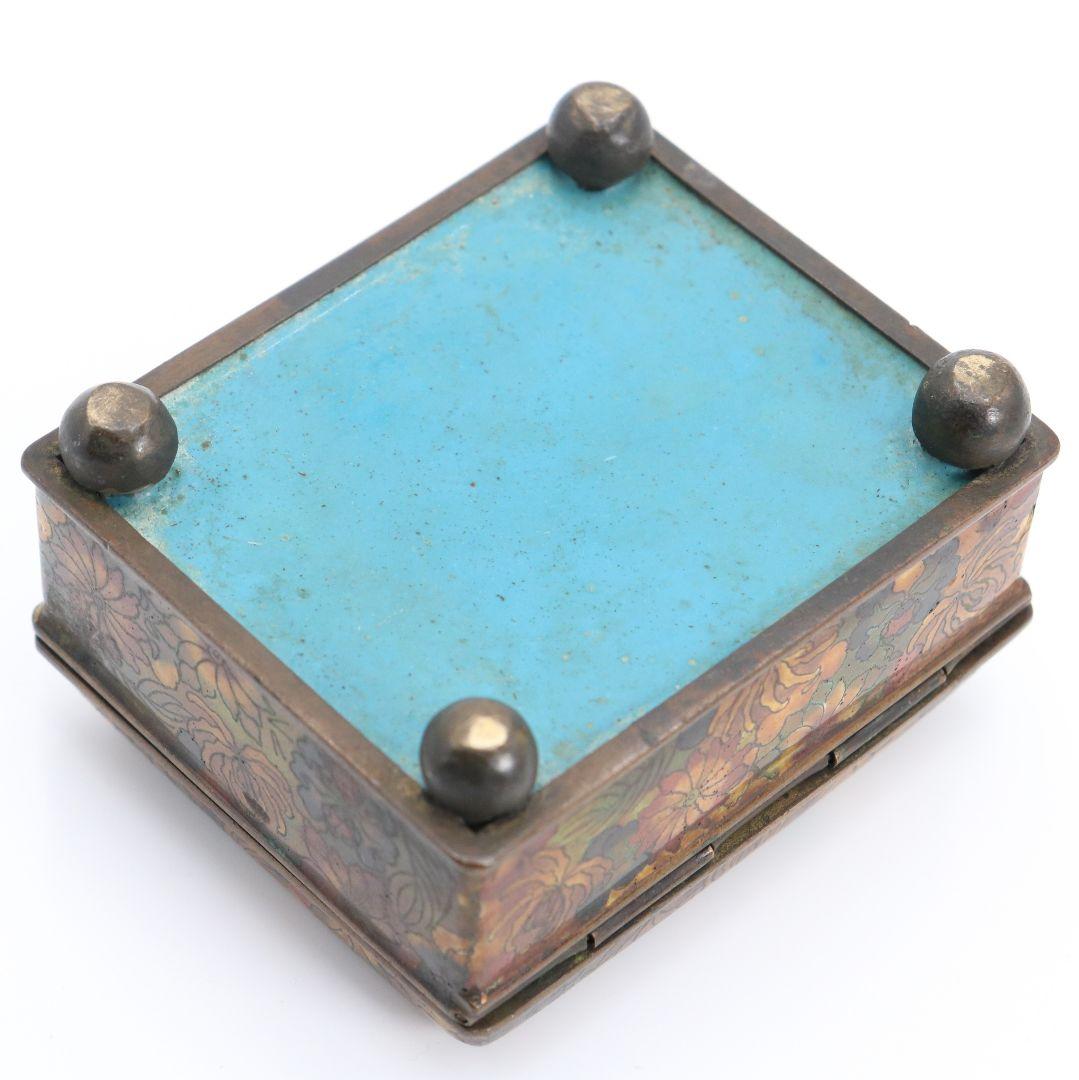 中国 七宝花尽蓋物 琺瑯彩 花詰 菊 牡丹 小箱 小物入れ 　V78　1F28