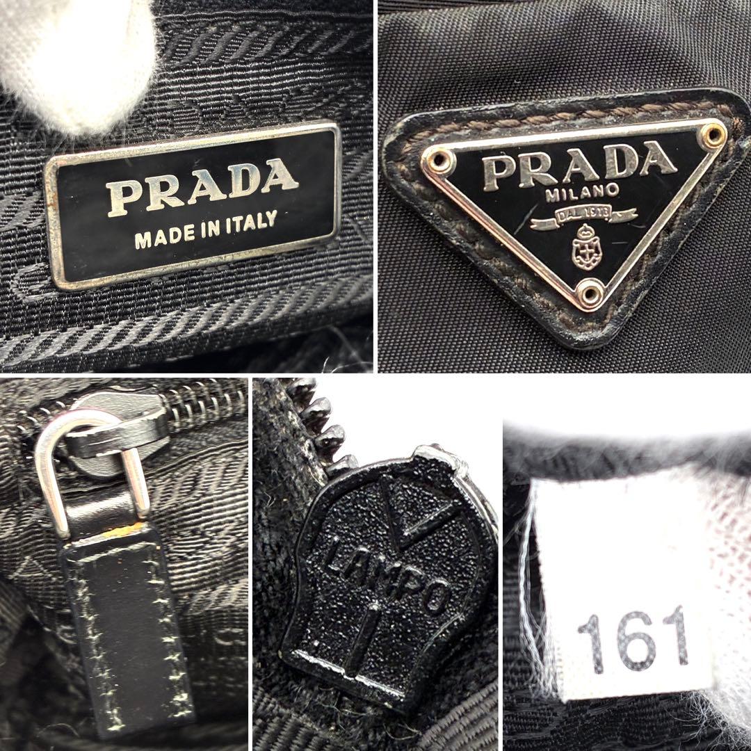 正規品 プラダ ショルダーバッグ 三角ロゴ 白タグ 斜め掛け ユニセックス 黒