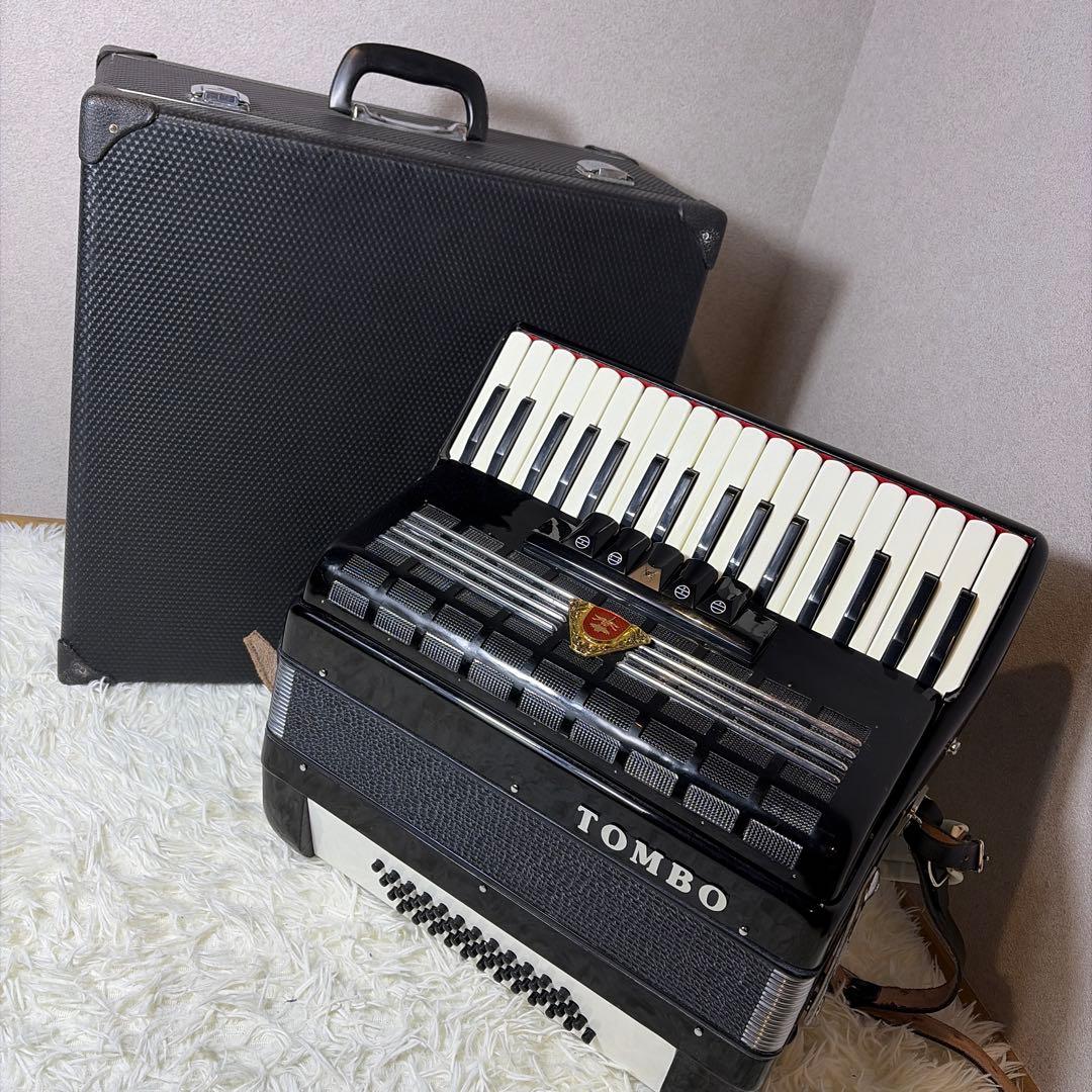 希少】オールブラック TOMBO トンボ アコーディオン T 48 ケース付