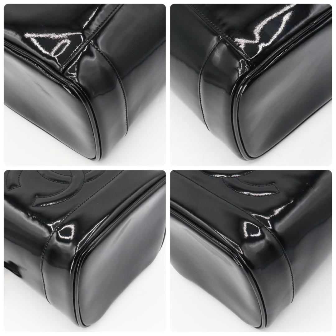 美品　シャネル　エナメル　ココマーク　バニティバッグ　ブラック