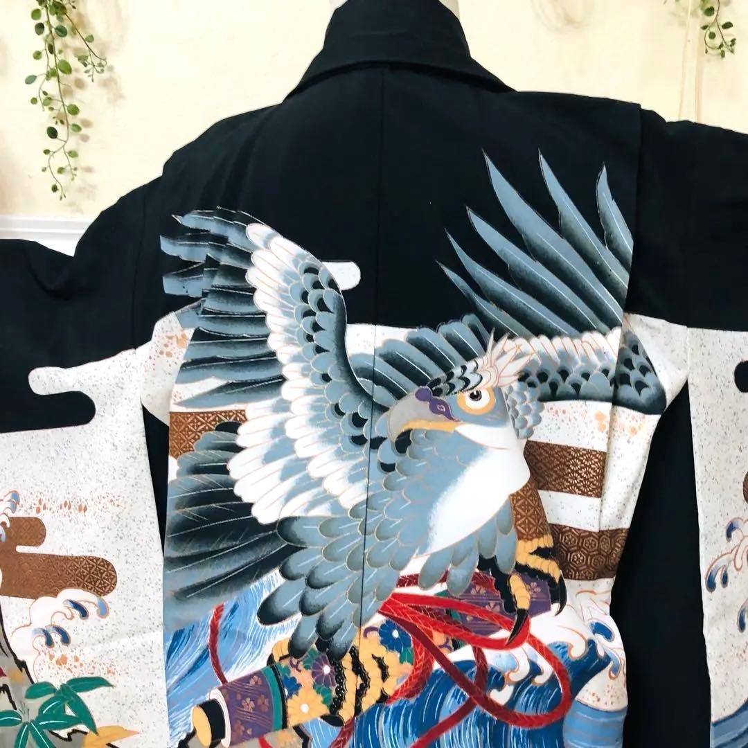美品‼️七五三 五歳‼️鷹 巻物金彩❤️黒地系圧巻豪華完全フルセット‼️家から揃える無‼️