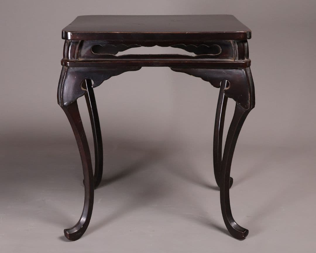 時代 木製 漆塗 春日卓 高34.8cm 高卓 花台 経机【MA823】