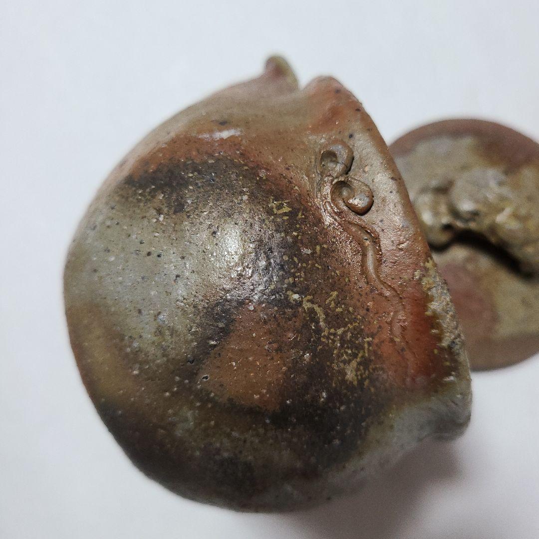 ■ 備前焼 茸 宝瓶 青 在銘　茶道具 煎茶器 青備前