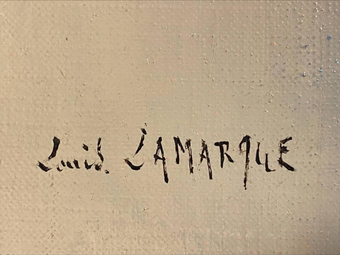 「真作」ルイス・ラマルク 【日傘の少女】 女性像 人物画　油彩画　額装　F12号