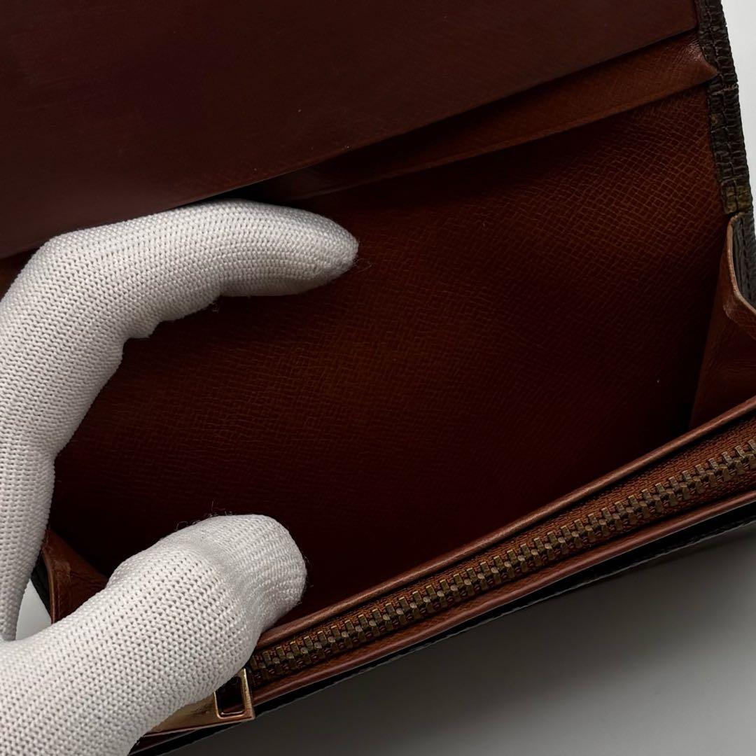 極美品】LOUIS VUITTON レザー 二つ折り財布 モノグラム 焦茶