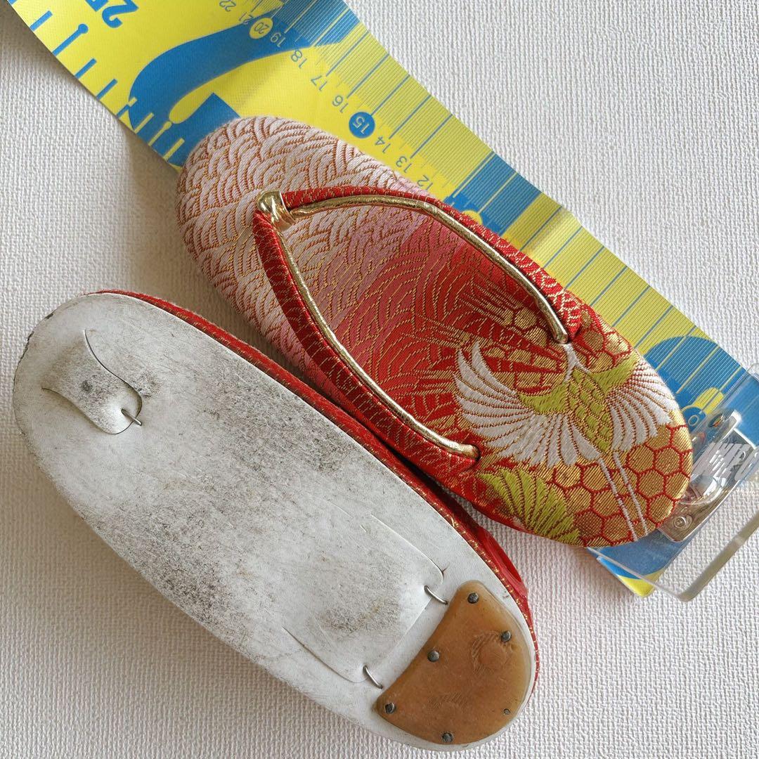 フルセット　七五三７歳女の子ピンク地　桜扇蝶　オレンジ袋帯　絹長襦袢7123