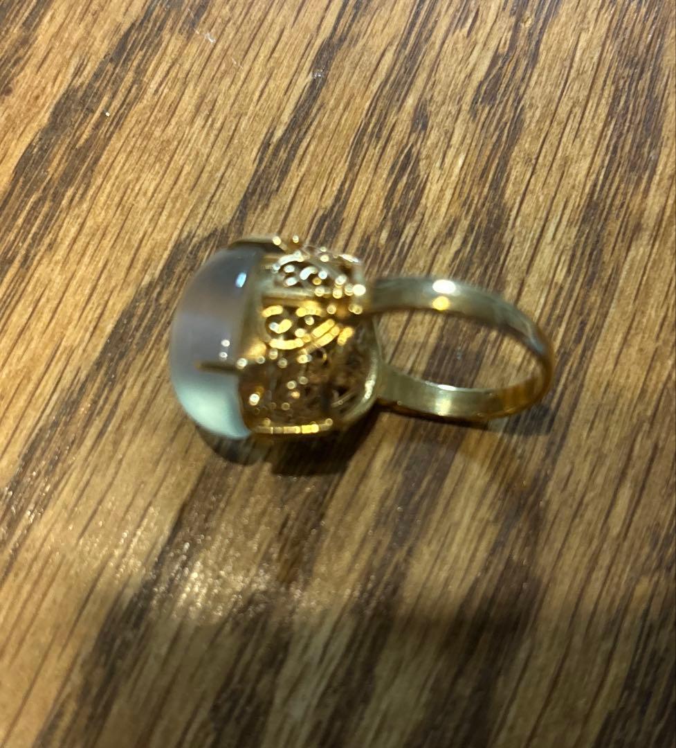 k18 白い石付き指輪