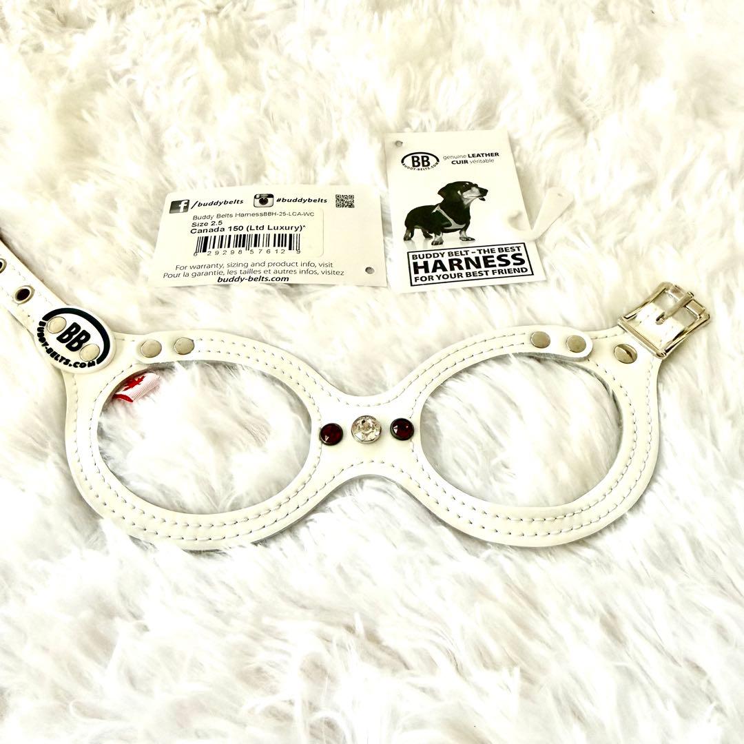 新品] BBベルト 2.5号 スワロフスキー付き+リード セット*ホワイト