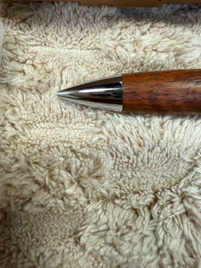 工房楔　花梨 ちぢみ杢 トラ杢 シャーペン 固定式口金付き 花梨紅白