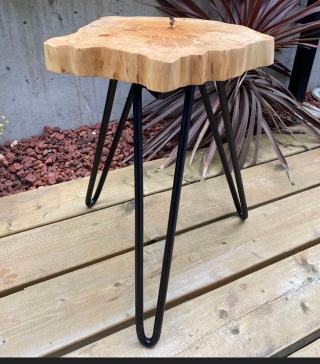 アウトレット メープル 丸太アイアンスツール サイドテーブル メープル