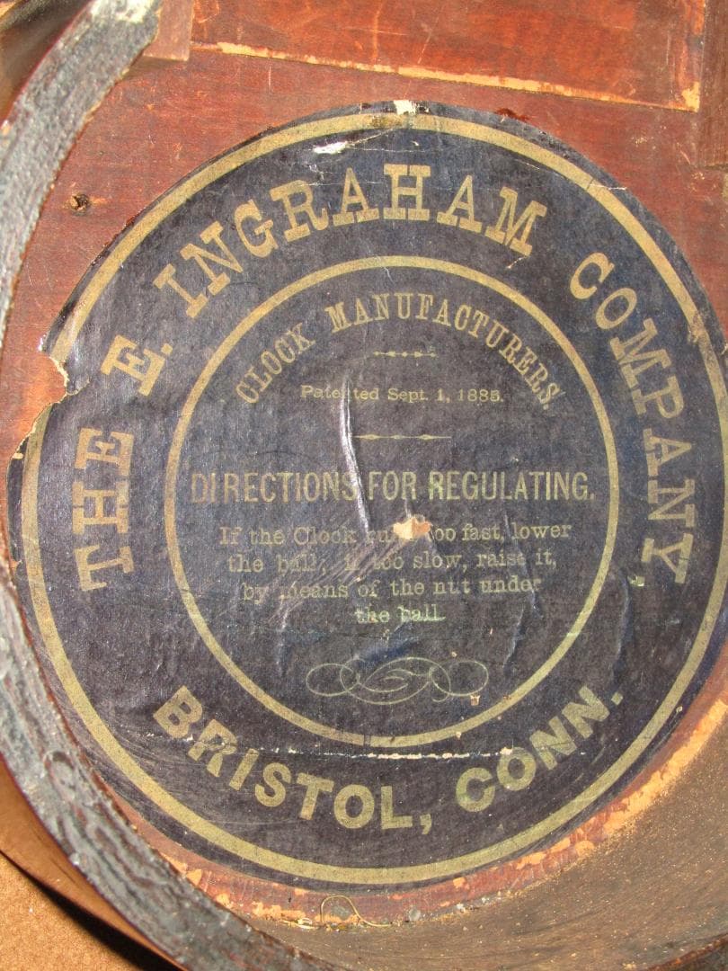 【イングラハム 掛時計 ダルマ時計 金四ツ丸　木箱付】アメリカ製　稼動品　明治