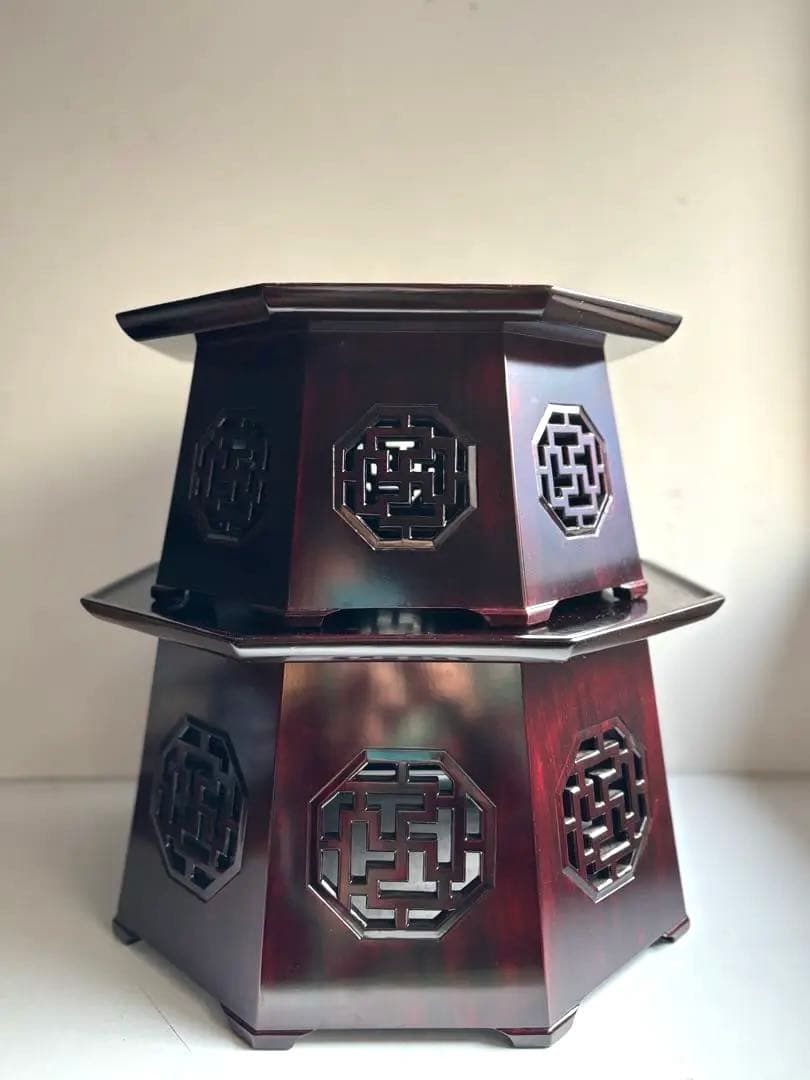 761 李朝家具 八角膳 小盤② 杏子通板 ソバン ヴィンテージ 美品