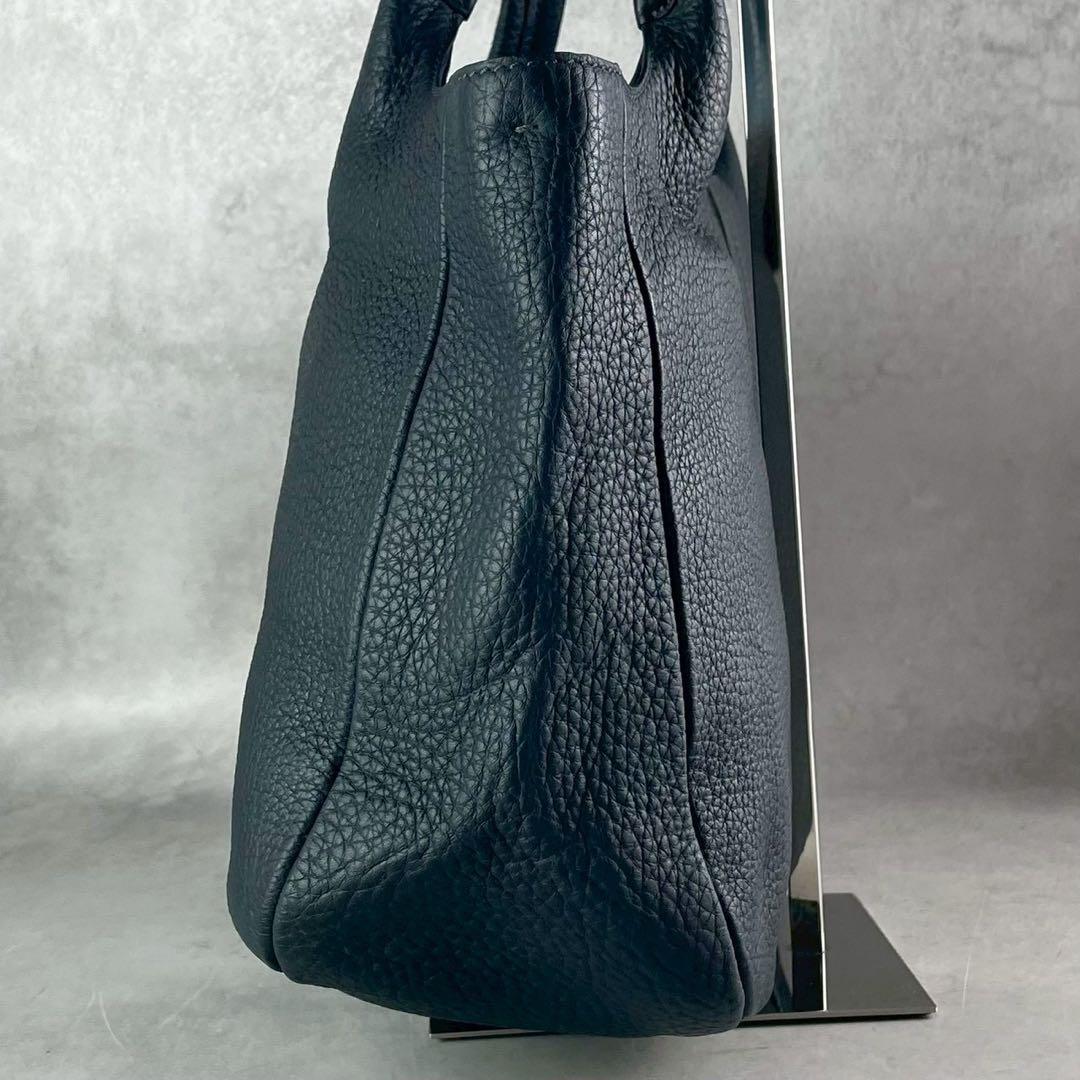 【美品】トッズ ショッピング ピッコラ レザー ネイビー 紺色 ハンドバッグ