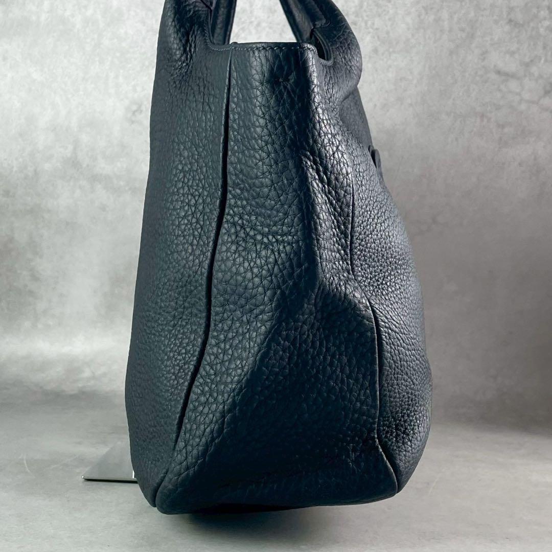 【美品】トッズ ショッピング ピッコラ レザー ネイビー 紺色 ハンドバッグ