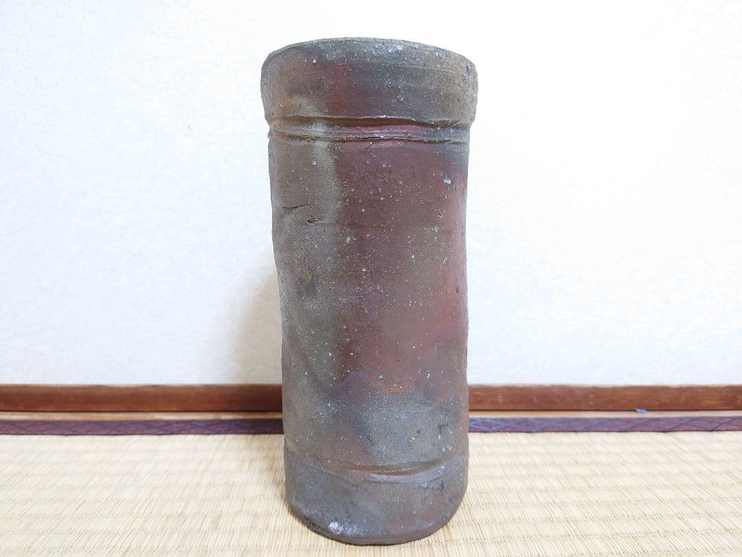 石田陶春 丹波花入【堀内宗完(兼中斎)箱書】共箱 共布 女流陶芸家 茶道具