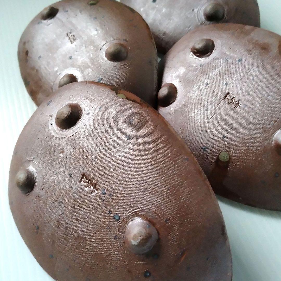 ① 備前焼 北大路魯山人写し たたき皿 三つ足 舟形 長皿 和食器 足