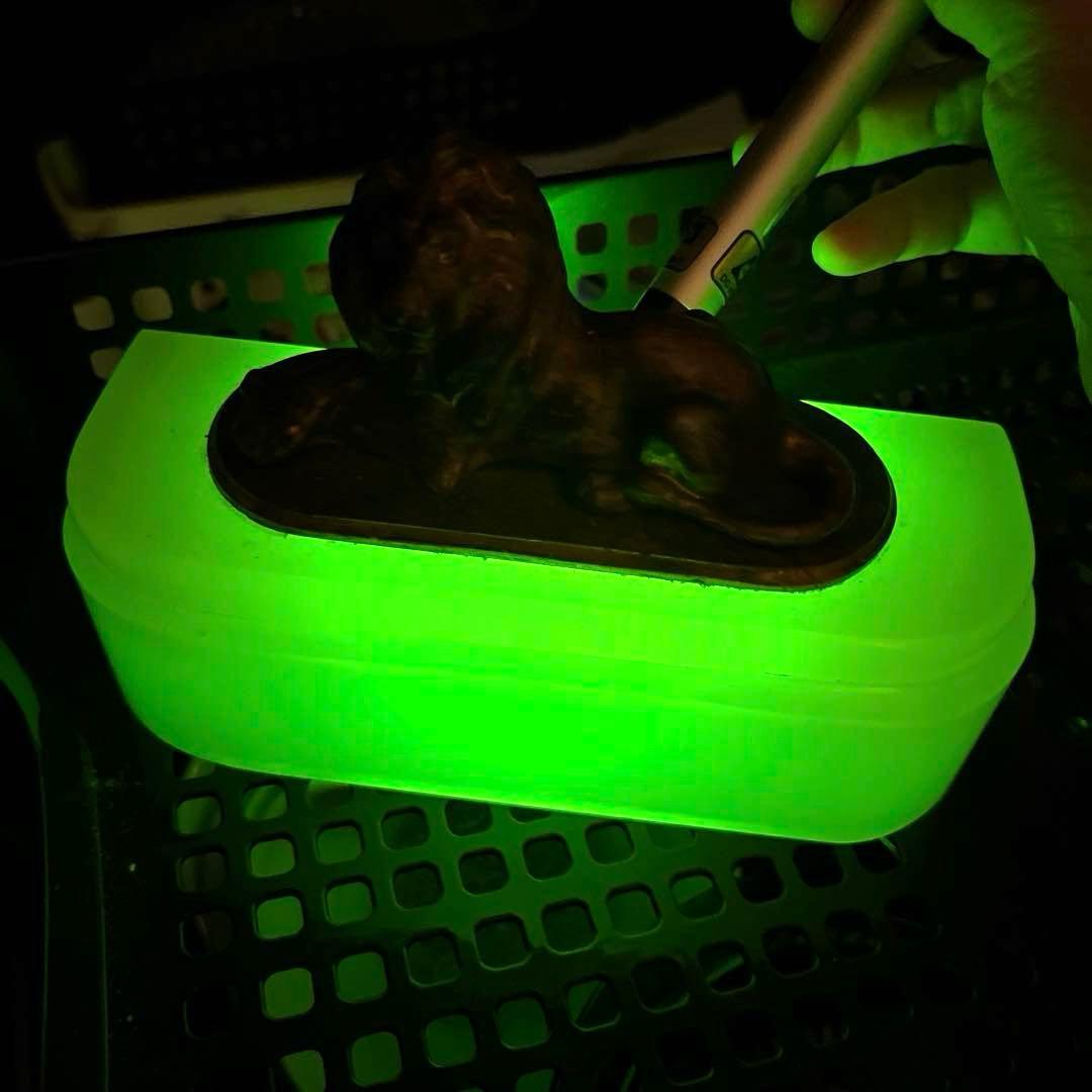 骨董 時代ガラス 希少 練りガラス モニュメント ライオン 置き物