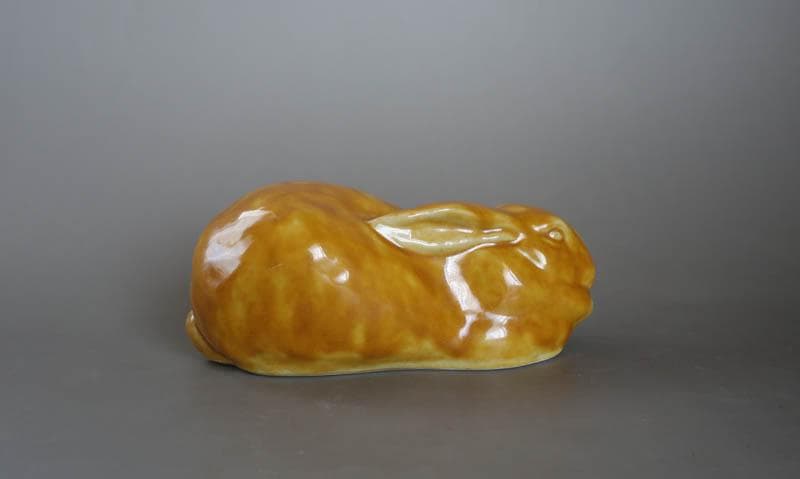 九谷焼 徳田八十吉 兎 卯 フィギュリン 置物 共箱 文化勲章 2404