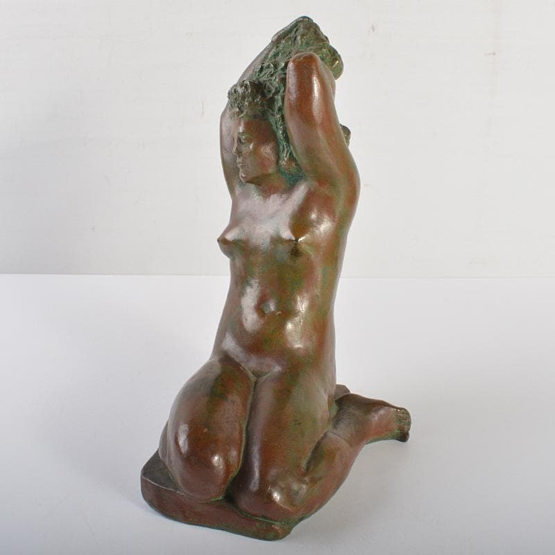 ブロンズ像　裸婦像　女性像　置物　在銘　約2.1kg　M　R6710