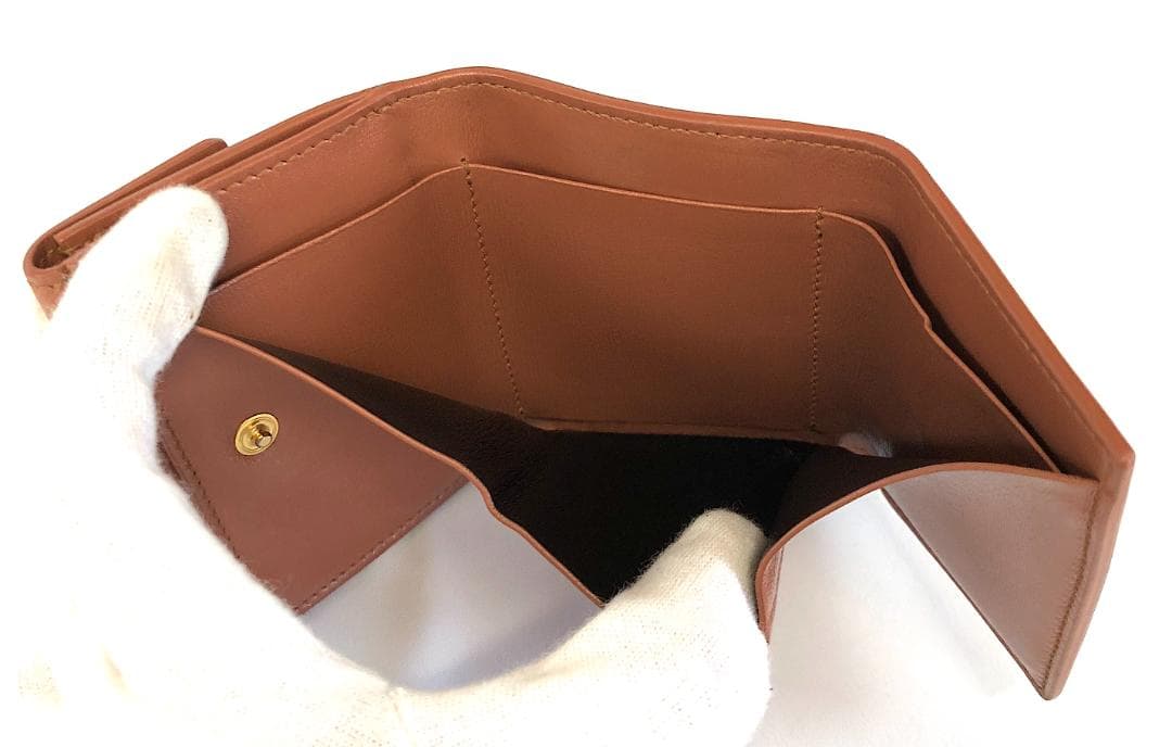 良上品】ジルサンダー 折財布 茶 AA250-15