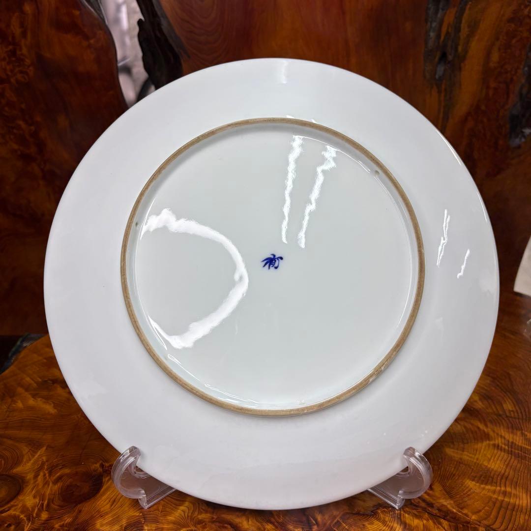 オールド香蘭社　飾皿　染付　花詰　細密 手描き