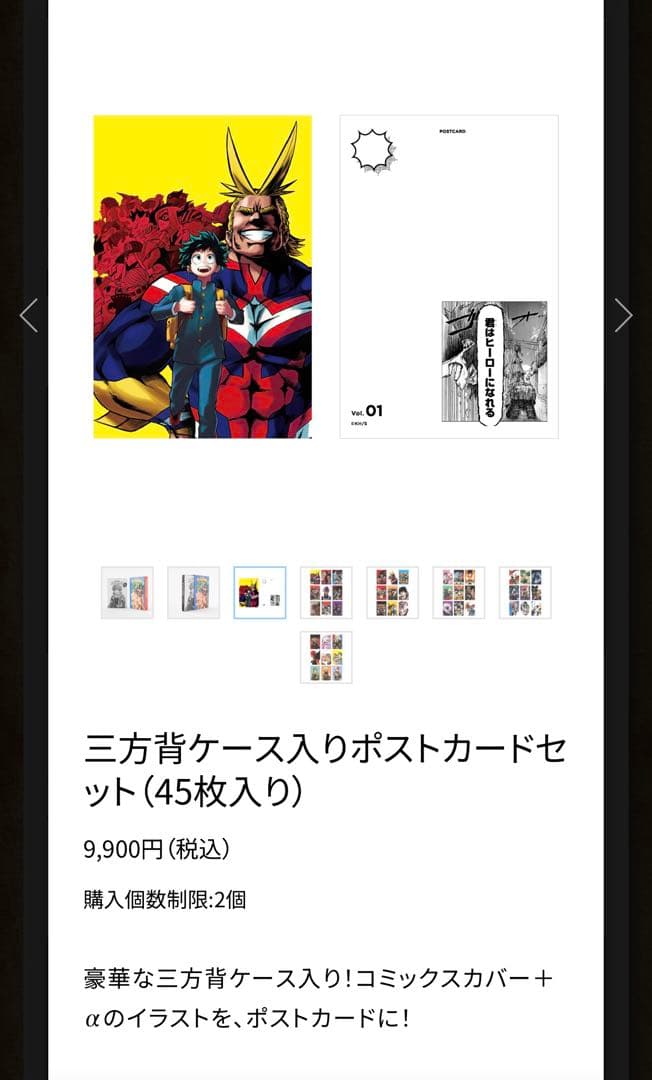 ヒロアカ 原画展 三方背ケース入り ポストカードセット