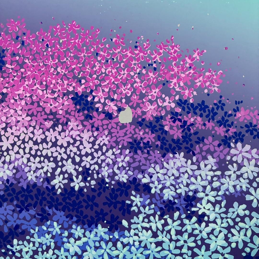 美品 池上壮豊「富士・蝶」シルクスクリーン 直筆サイン・印章有 富士山 桜 蝶