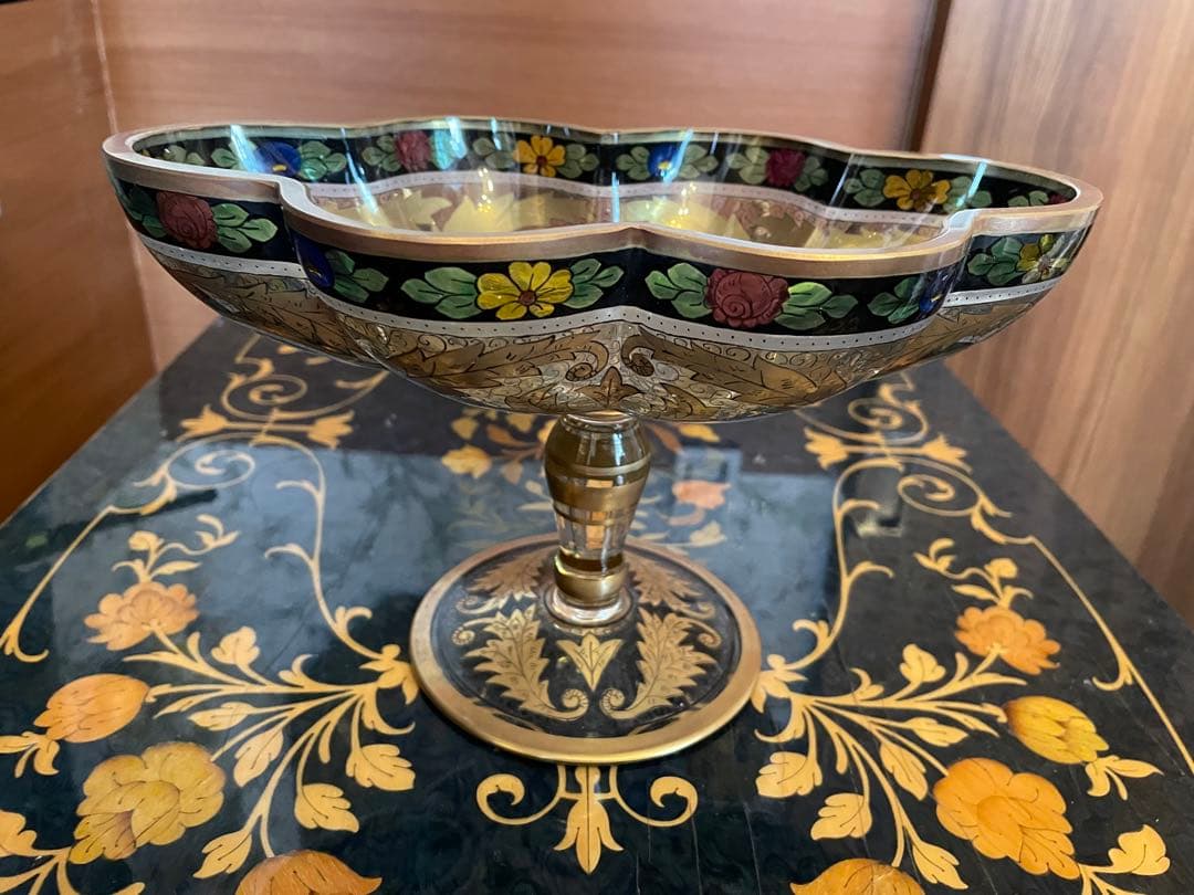 ビンテージイタリアベネチアングラス金彩コンポート直径㎝ 高さ㎝