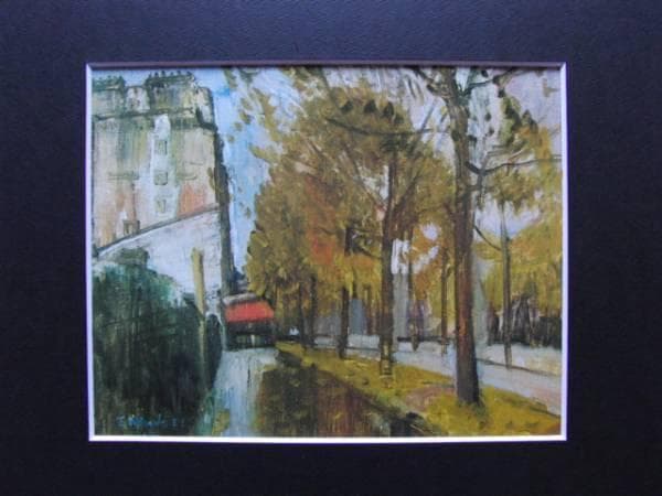 渡辺　武夫 、晩秋雨後（パリ、フルバールショルダン）、希少な額装用画集より