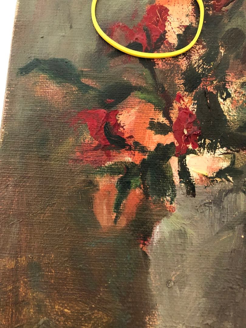 油絵（赤い花）