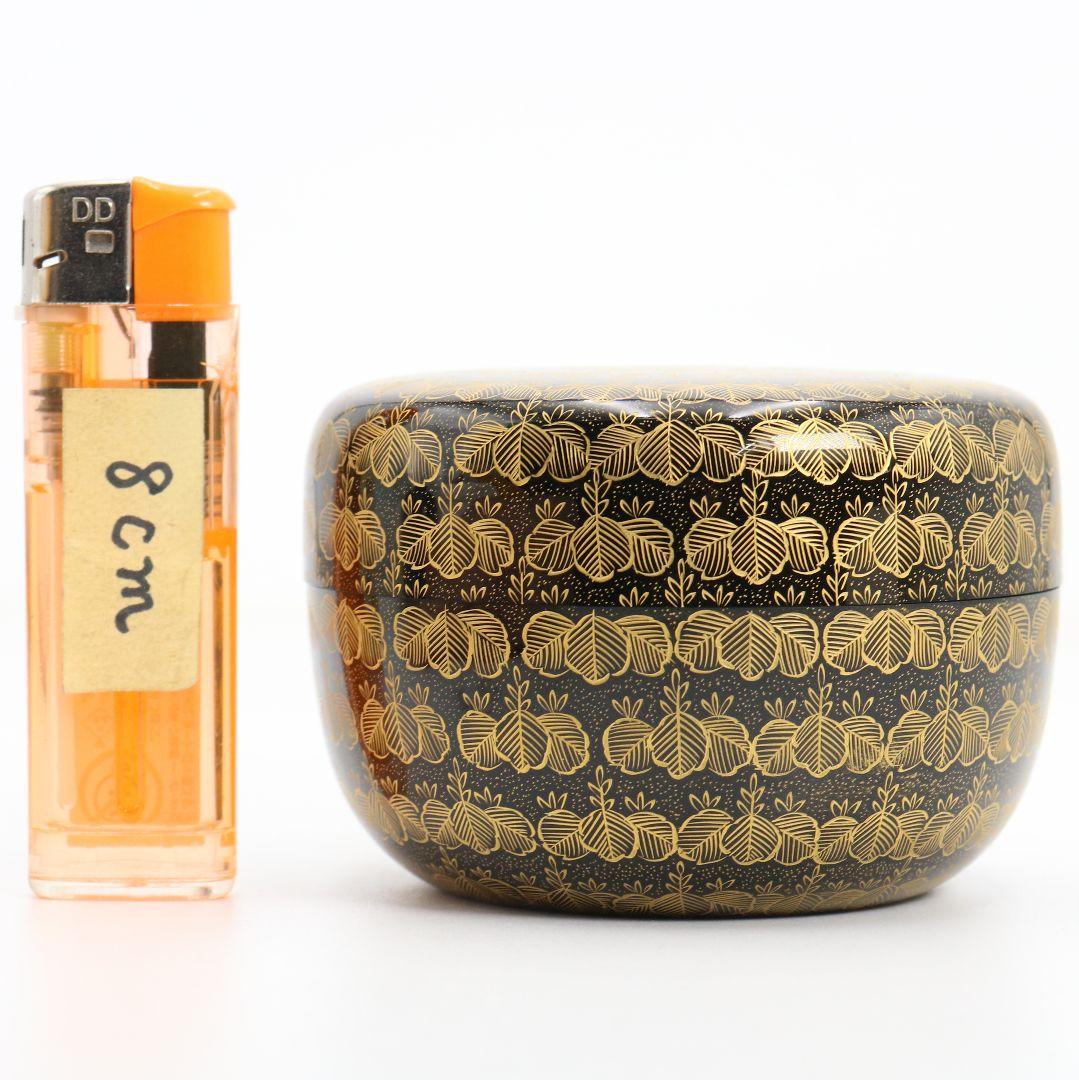 前志芸男作 沈金桐之図 平棗 前大峰師事 茶道具 共