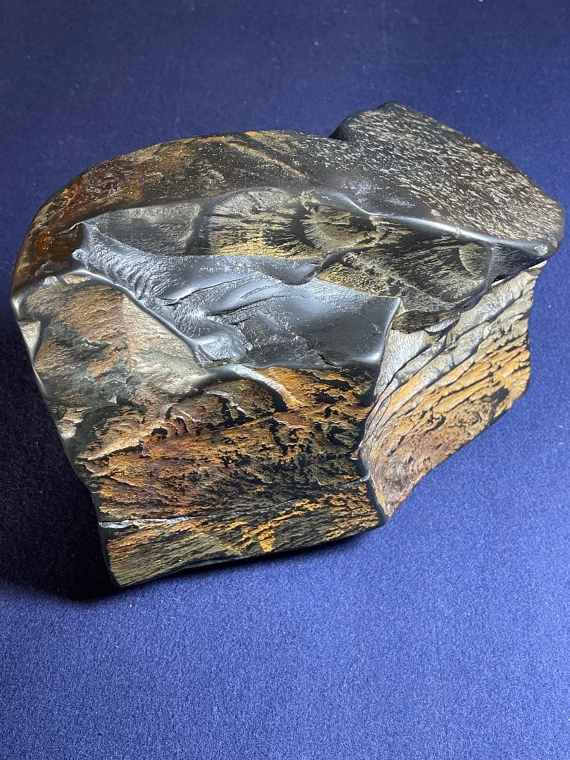 墨研】龍渓石◇川口丁郷作「自然石硯」◇大型硯