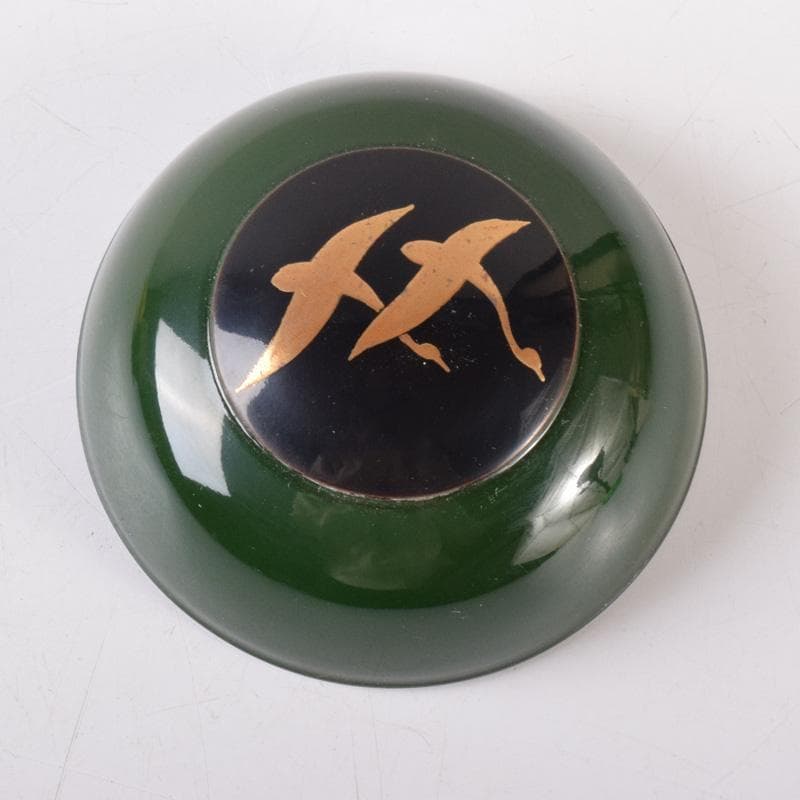 茶道具　塗師　辻石斎作　双鳥蒔絵　香合　共箱　V　8272