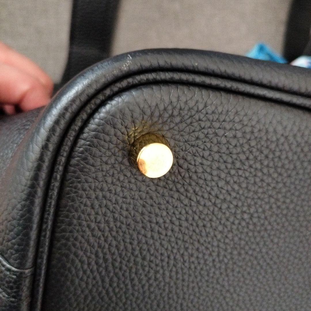 ブラックレザー ハンドバッグ スカーフ付き